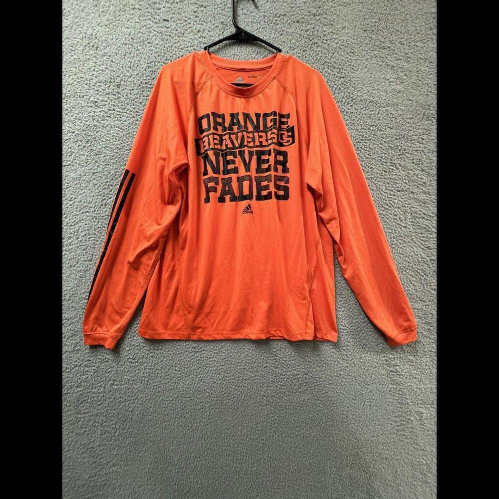 Adidas Oregon State Beavers Shirt Mens L Orange Dri Fit Long Sleeve